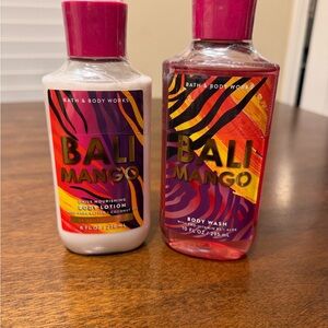 Bath & Body Works Bali Mango Body Wash and Lotion Set - Pink and Orange